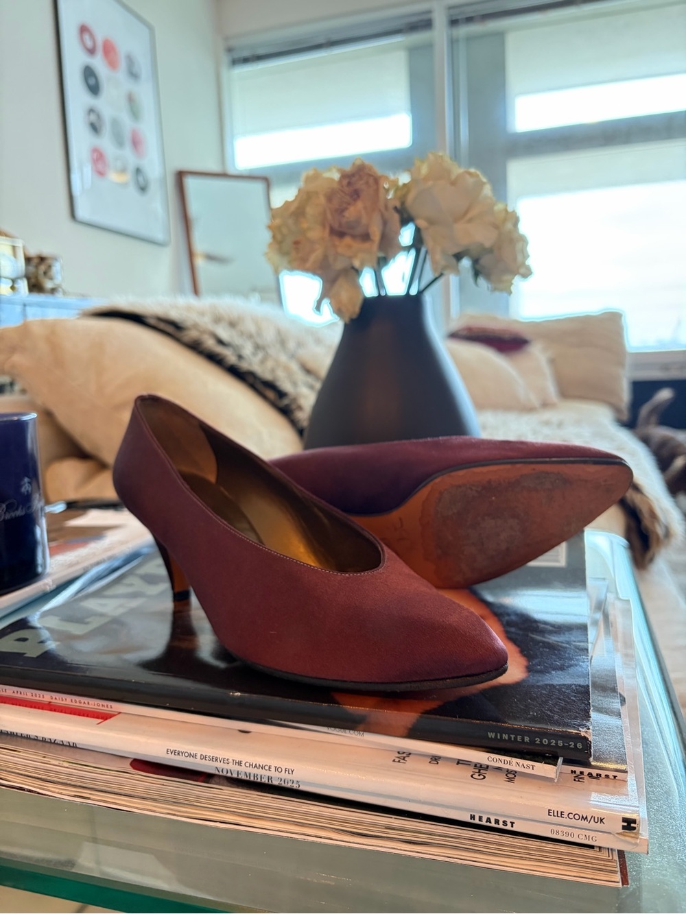 Yves Saint Laurent Plum Pointed-Toe Kitten Heels - Picture 2 of 3